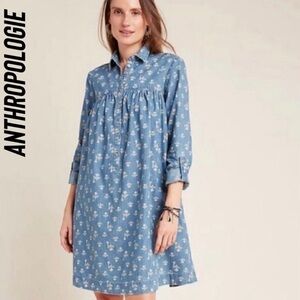 Pilcro Denim Blue Floral Women's Dress. EUC. Purchased from Anthropologie.